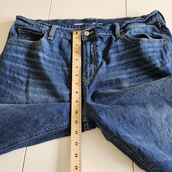 Old Navy Jeans Womens 16 Blue Mid Rise Boyfriend Cropped Distressed Stretch Boho - Picture 5 of 16